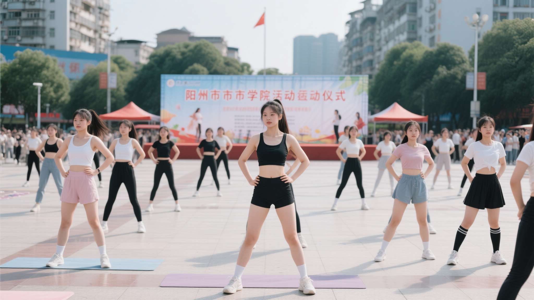 中场湖南永州表演队激情开跳,湖南“辣妹子”颜值普遍这么高的吗 不少永州市区举办广场操练或者业余健身,会发现大量年轻女孩积极参加,而高校社团活跃